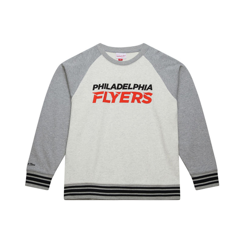 NHL HERITAGE COLLECTION FLEECE CREW CURRENT LOGO FLYERS GREY HEATHER-CREAM FC10820-PFLGHCR - Image 1 NHL HERITAGE COLLECTION FLEECE CREW CURRENT LOGO FLYERS GREY HEATHER-CREAM FC10820-PFLGHCR - Image 1