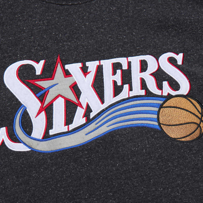 NBA SNOW WASHED FLEECE CREW VINTAGE LOGO 76ERS - Black - Image 3 NBA SNOW WASHED FLEECE CREW VINTAGE LOGO 76ERS - Black - Image 3