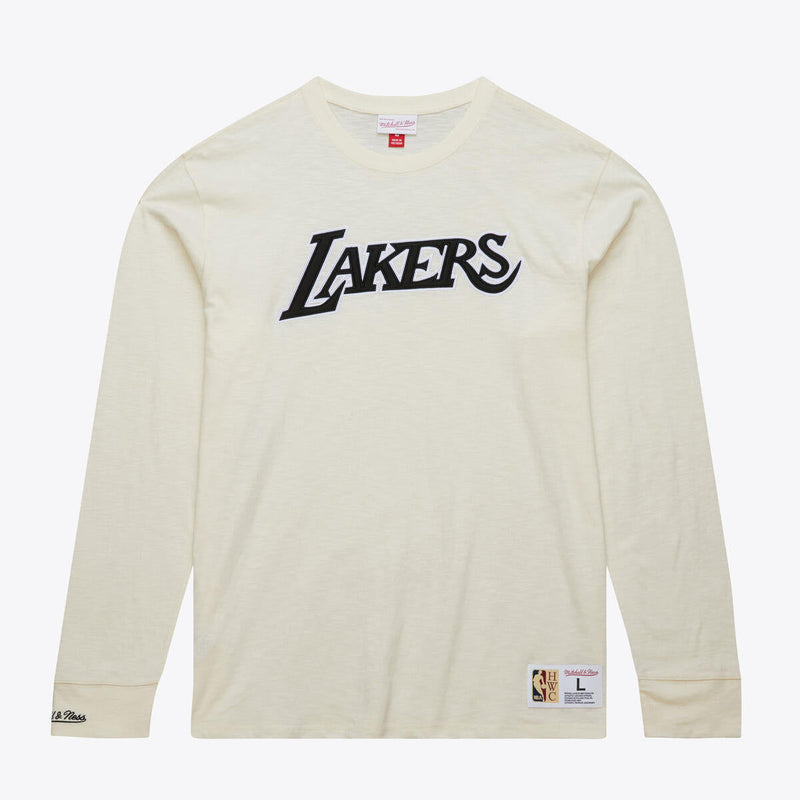 NBA HERITAGE LS SLUB TEE VINTAGE LOGO LAKERS CREAM-BLACK FC8333-LALCRBK - Image 1 NBA HERITAGE LS SLUB TEE VINTAGE LOGO LAKERS CREAM-BLACK FC8333-LALCRBK - Image 1