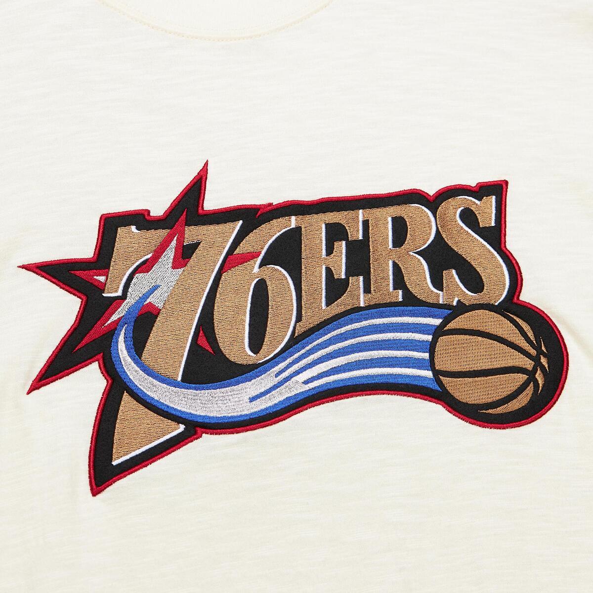 NBA HERITAGE LS SLUB TEE VINTAGE LOGO 76ERS Cream FC8333-P76CREA - Image 1