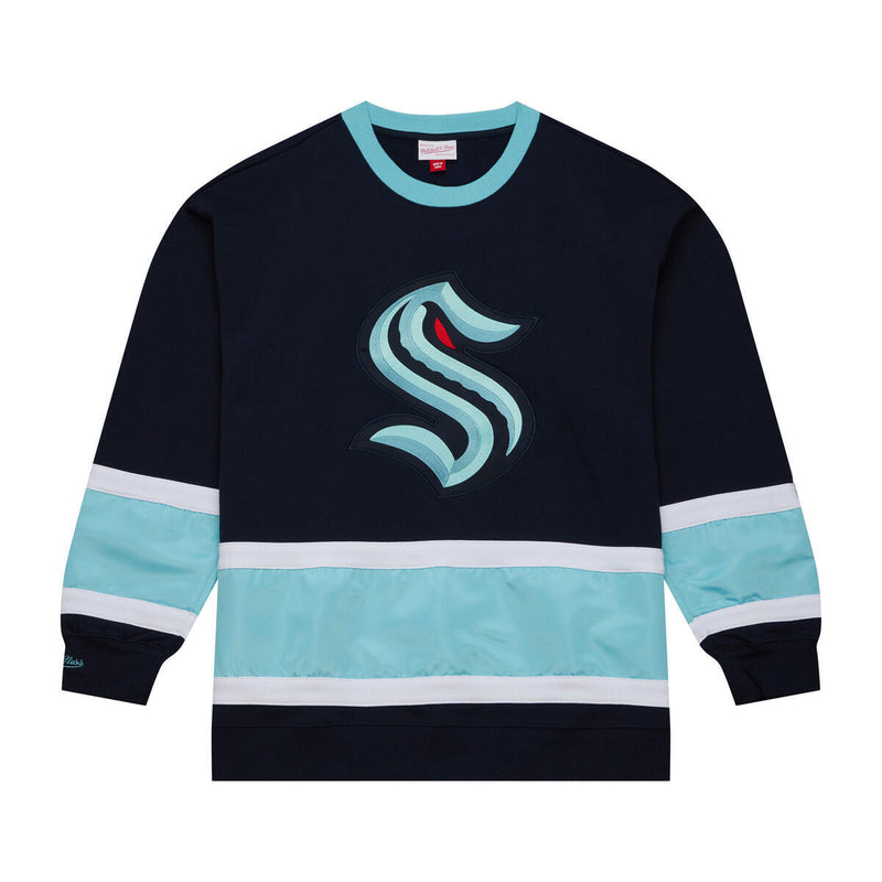 NHL SATIN INSERT FLEECE CREW CL KRAKEN Navy FCPO6567-SKRYYPPPNAVY - Image 1 NHL SATIN INSERT FLEECE CREW CL KRAKEN Navy FCPO6567-SKRYYPPPNAVY - Image 1