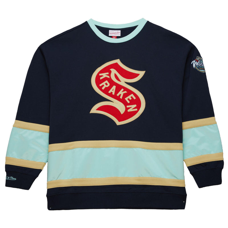 NHL SATIN INSERT FLEECE CREW CURRENT LOGO KRAKEN - Navy-Light Blue - Image 1 NHL SATIN INSERT FLEECE CREW CURRENT LOGO KRAKEN - Navy-Light Blue - Image 1