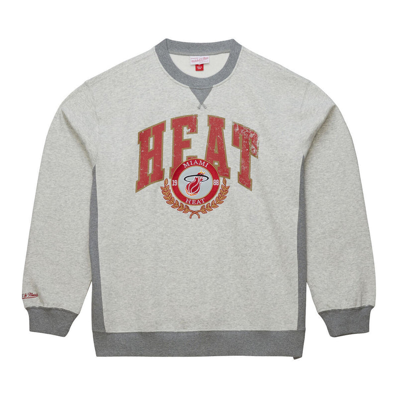 NBA PREMIUM FLEECE CREW VINTAGE LOGO HEAT Grey Heather FCPO6603-MHEYYPPPGYHT - Image 1 NBA PREMIUM FLEECE CREW VINTAGE LOGO HEAT Grey Heather FCPO6603-MHEYYPPPGYHT - Image 1