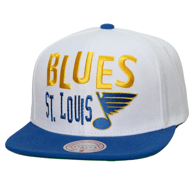 NHL TOSS UP SNAPBACK VNTG BLUES White HHSS6017-SLUYYPPPWHIT - Image 1 NHL TOSS UP SNAPBACK VNTG BLUES White HHSS6017-SLUYYPPPWHIT - Image 1
