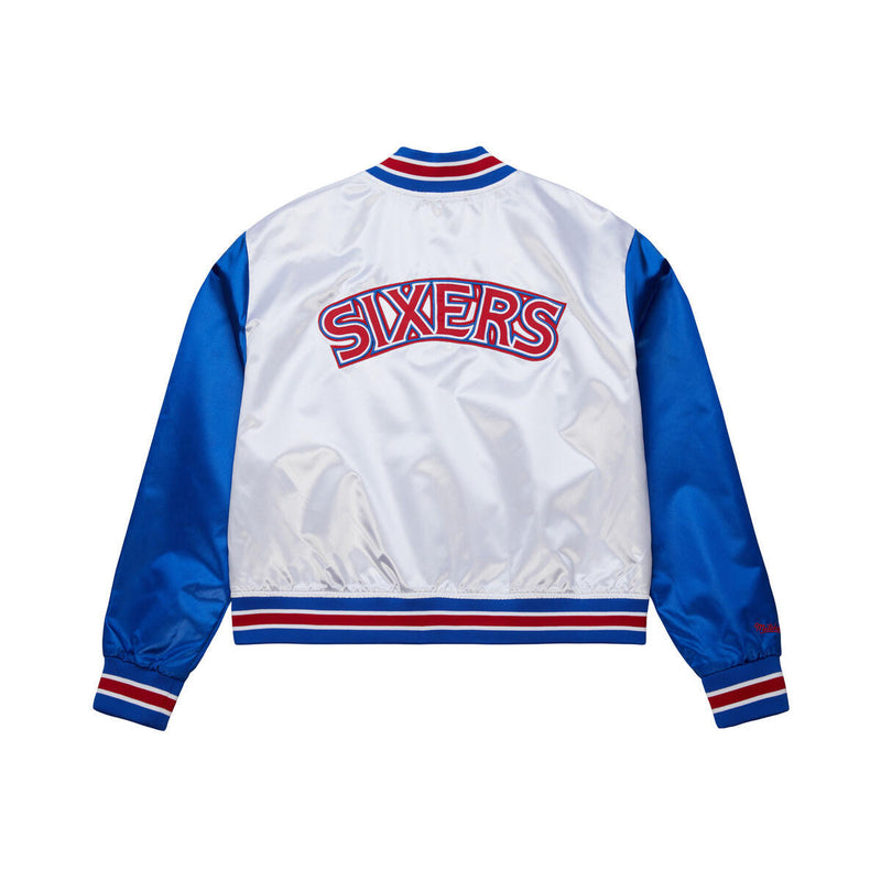 NBA WOMEN'S CROP SATIN JACKET 76ERS - White - Image 2 NBA WOMEN'S CROP SATIN JACKET 76ERS - White - Image 2
