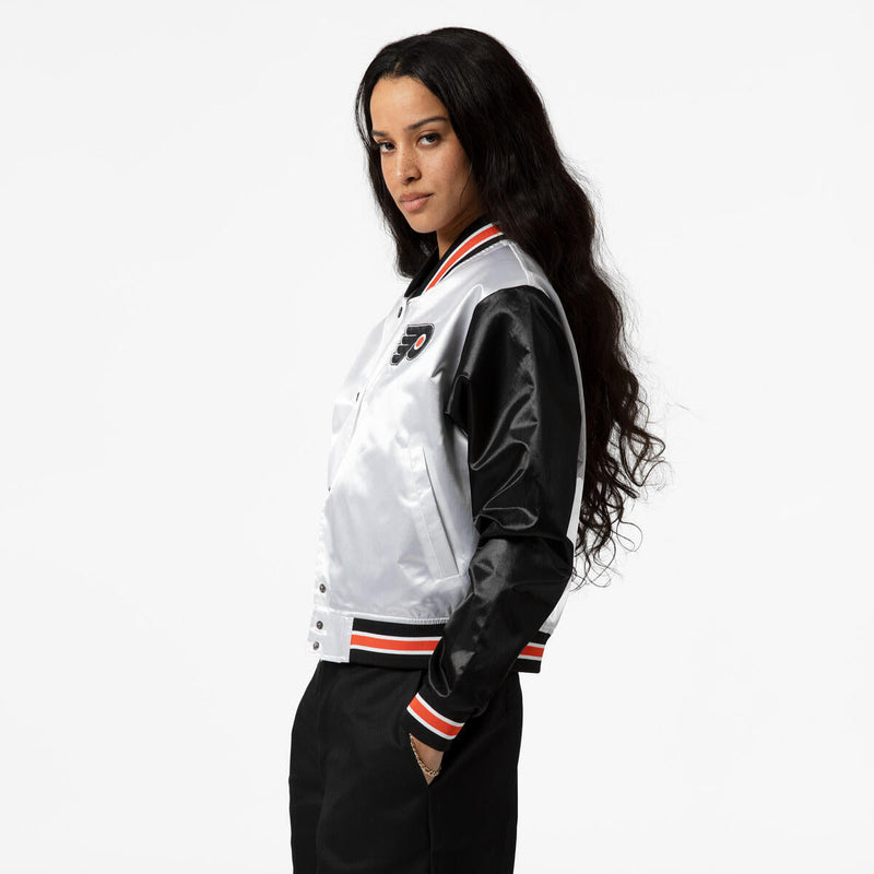 NHL WOMEN'S CROP SATIN JACKET FLYERS - Image 4 NHL WOMEN'S CROP SATIN JACKET FLYERS - Image 4