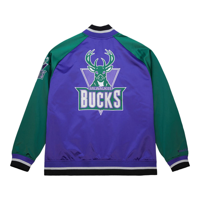 NBA PLAYMAKER LIGHTWEIGHT SATIN JACKET VINTAGE LOGO BUCKS REGAL PURPLE JK11147-MBURGPR - Image 2 NBA PLAYMAKER LIGHTWEIGHT SATIN JACKET VINTAGE LOGO BUCKS REGAL PURPLE JK11147-MBURGPR - Image 2