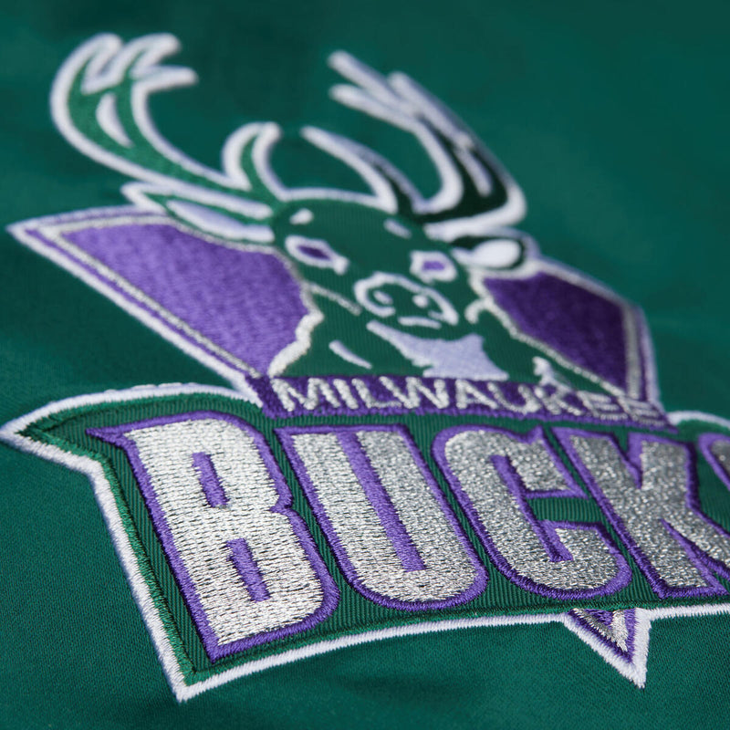 NBA PLAYMAKER LIGHTWEIGHT SATIN JACKET VINTAGE LOGO BUCKS REGAL PURPLE JK11147-MBURGPR - Image 4 NBA PLAYMAKER LIGHTWEIGHT SATIN JACKET VINTAGE LOGO BUCKS REGAL PURPLE JK11147-MBURGPR - Image 4