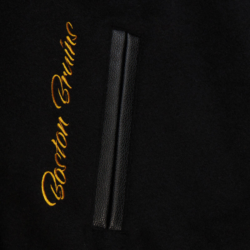 NHL BLACK OUT COLLECTION VARSITY JACKET CURRENTLOGO BRUINS Black JK11349-BBNBLCK - Image 4 NHL BLACK OUT COLLECTION VARSITY JACKET CURRENTLOGO BRUINS Black JK11349-BBNBLCK - Image 4