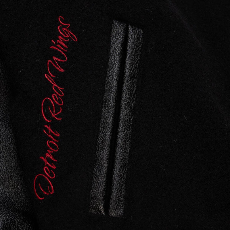 NHL BLACK OUT COLLECTION VARSITY JACKET CURRENT LOGO RED WINGS Black JK11349-DRWBLCK - Image 3 NHL BLACK OUT COLLECTION VARSITY JACKET CURRENT LOGO RED WINGS Black JK11349-DRWBLCK - Image 3