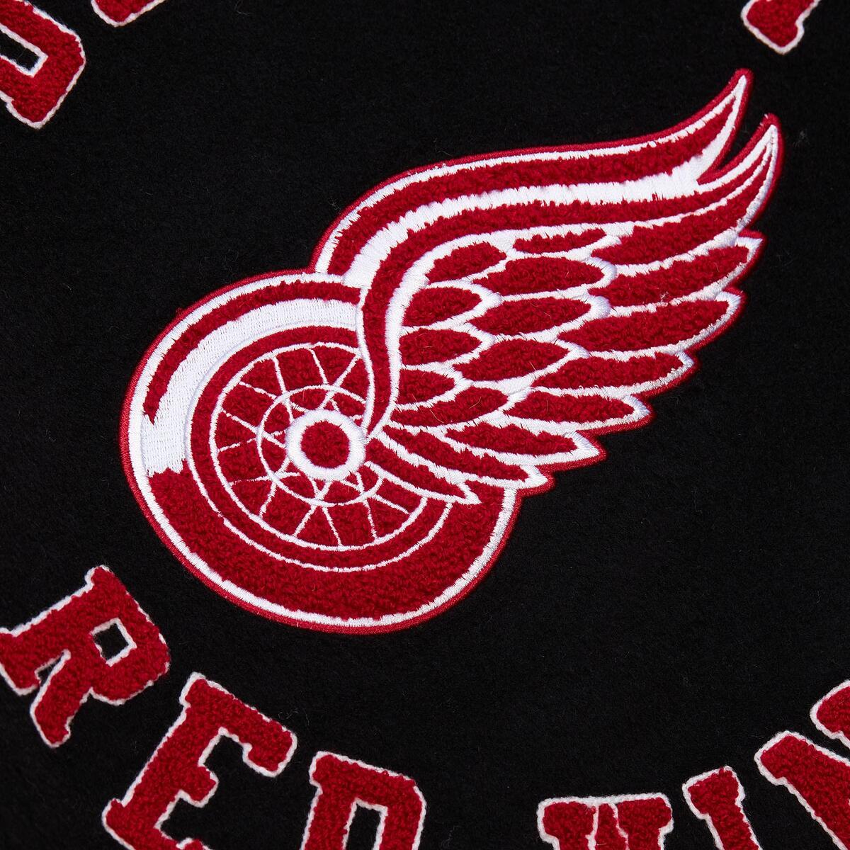 NHL BLACK OUT COLLECTION VARSITY JACKET CURRENT LOGO RED WINGS Black JK11349-DRWBLCK - Image 9