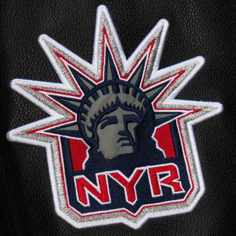 NHL BLACK OUT COLLECTION VARSITY JACKET CURRENTLOGO RANGERS Black JK11349-NYABLCK - Image 4 NHL BLACK OUT COLLECTION VARSITY JACKET CURRENTLOGO RANGERS Black JK11349-NYABLCK - Image 4