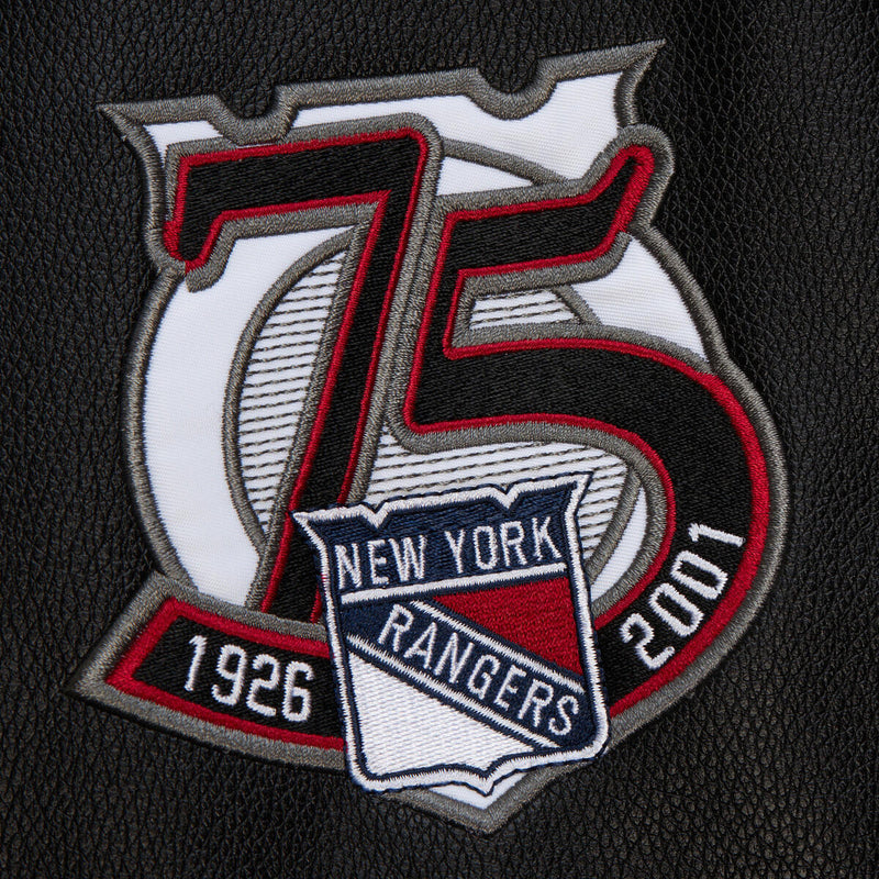 NHL BLACK OUT COLLECTION VARSITY JACKET CURRENTLOGO RANGERS Black JK11349-NYABLCK - Image 5 NHL BLACK OUT COLLECTION VARSITY JACKET CURRENTLOGO RANGERS Black JK11349-NYABLCK - Image 5