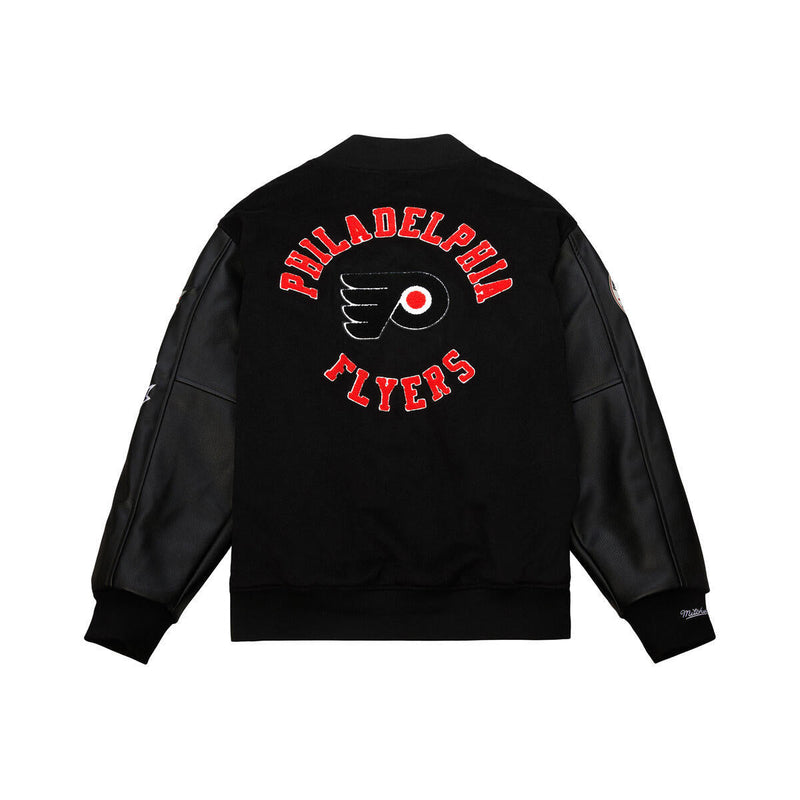 NHL BLACK OUT COLLECTION VARSITY JACKET CURRENT LOGO FLYERS Black JK11349-PFLBLCK - Image 2 NHL BLACK OUT COLLECTION VARSITY JACKET CURRENT LOGO FLYERS Black JK11349-PFLBLCK - Image 2