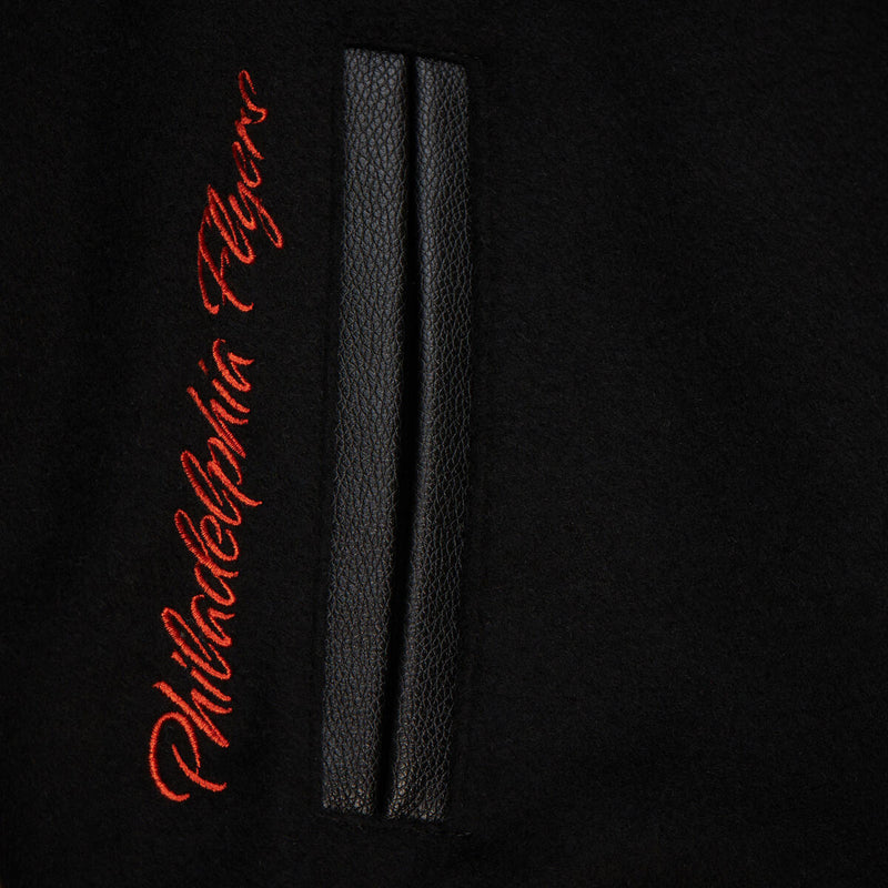 NHL BLACK OUT COLLECTION VARSITY JACKET CURRENT LOGO FLYERS Black JK11349-PFLBLCK - Image 3 NHL BLACK OUT COLLECTION VARSITY JACKET CURRENT LOGO FLYERS Black JK11349-PFLBLCK - Image 3