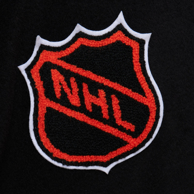 NHL BLACK OUT COLLECTION VARSITY JACKET CURRENT LOGO FLYERS Black JK11349-PFLBLCK - Image 4 NHL BLACK OUT COLLECTION VARSITY JACKET CURRENT LOGO FLYERS Black JK11349-PFLBLCK - Image 4