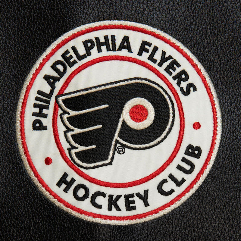 NHL BLACK OUT COLLECTION VARSITY JACKET CURRENT LOGO FLYERS Black JK11349-PFLBLCK - Image 8 NHL BLACK OUT COLLECTION VARSITY JACKET CURRENT LOGO FLYERS Black JK11349-PFLBLCK - Image 8