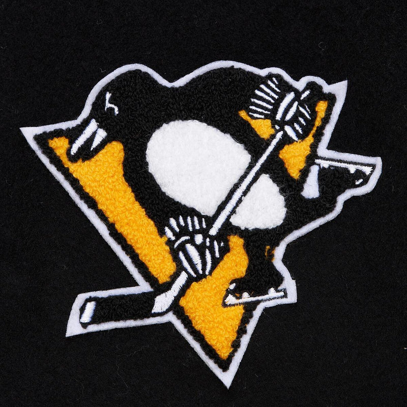 NHL BLACK OUT COLLECTION VARSITY JACKET CURRENT LOGO PENGUINS Black JK11349-PPEBLCK - Image 4 NHL BLACK OUT COLLECTION VARSITY JACKET CURRENT LOGO PENGUINS Black JK11349-PPEBLCK - Image 4
