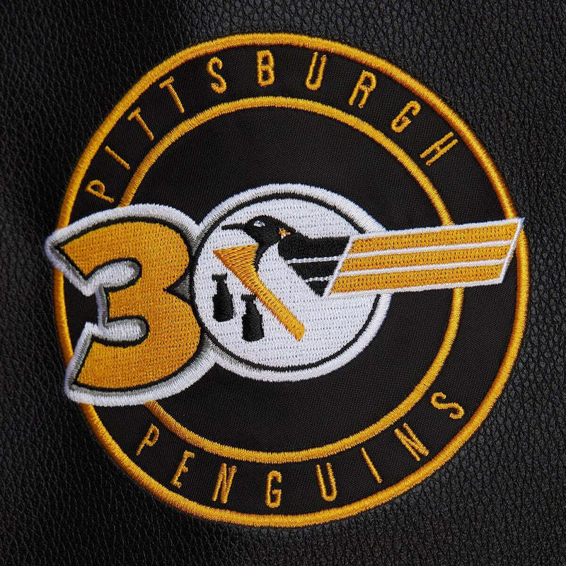 NHL BLACK OUT COLLECTION VARSITY JACKET CURRENT LOGO PENGUINS Black JK11349-PPEBLCK - Image 7 NHL BLACK OUT COLLECTION VARSITY JACKET CURRENT LOGO PENGUINS Black JK11349-PPEBLCK - Image 7