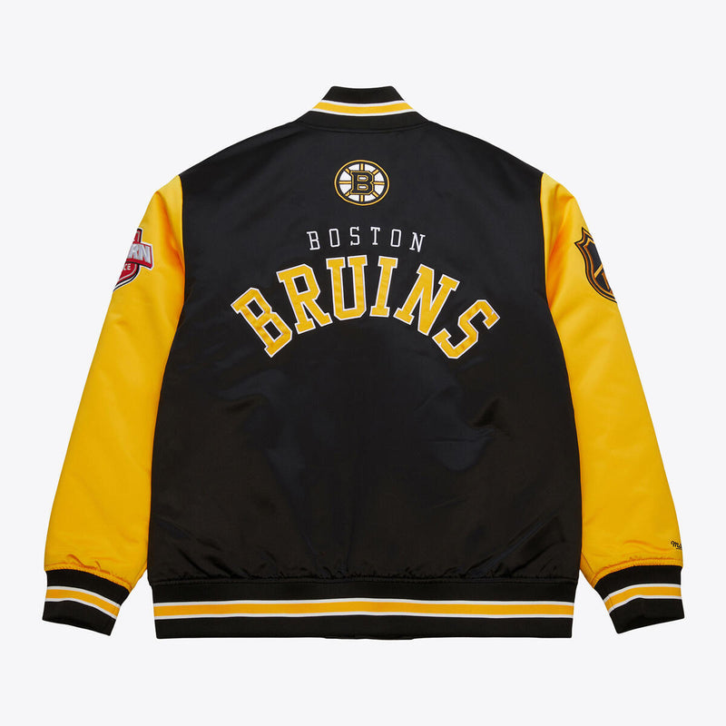 NHL PRIMETIME HEAVYWEIGHT SATIN JACKET CURRENT LOGO BRUINS Black JK8077-BBNBLCK - Image 2 NHL PRIMETIME HEAVYWEIGHT SATIN JACKET CURRENT LOGO BRUINS Black JK8077-BBNBLCK - Image 2