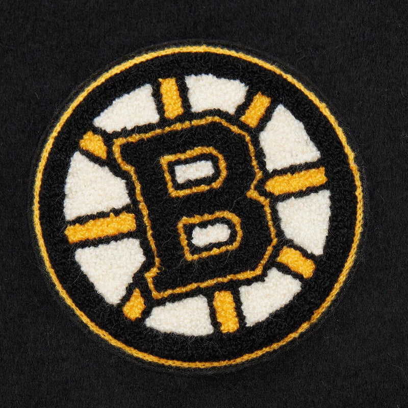 NHL TEAM HISTORY VARSITY JACKET CURRENT LOGO BRUINS Black JK8080-BBNBLCK - Image 3 NHL TEAM HISTORY VARSITY JACKET CURRENT LOGO BRUINS Black JK8080-BBNBLCK - Image 3