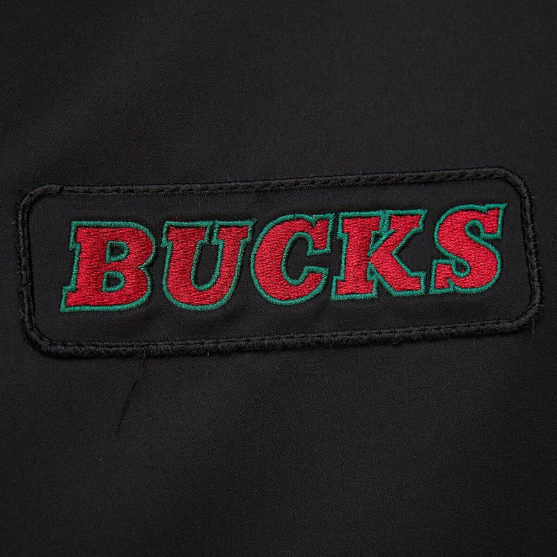 NBA TEAM LEADER SATIN BOMBER VINTAGE LOGO BUCKS Black JK8095-MBUBLCK - Image 3 NBA TEAM LEADER SATIN BOMBER VINTAGE LOGO BUCKS Black JK8095-MBUBLCK - Image 3