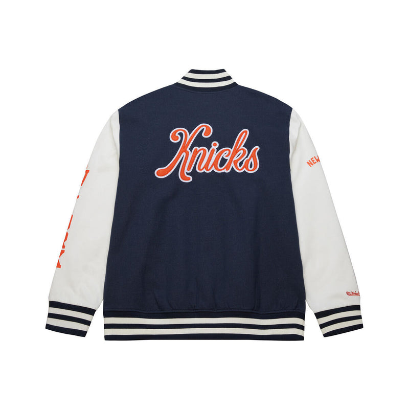 NBA WASHED FLEECE VARSITY JACKET KNICKS White JK9077-NYKWHIT - Image 2 NBA WASHED FLEECE VARSITY JACKET KNICKS White JK9077-NYKWHIT - Image 2