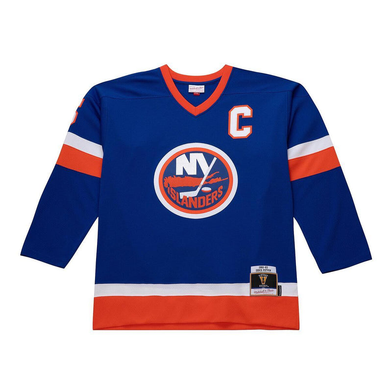 NHL DARK JERSEY ISLANDERS 1982 DENIS POTVIN Blue JY9029-NYIBLUE - Image 1 NHL DARK JERSEY ISLANDERS 1982 DENIS POTVIN Blue JY9029-NYIBLUE - Image 1