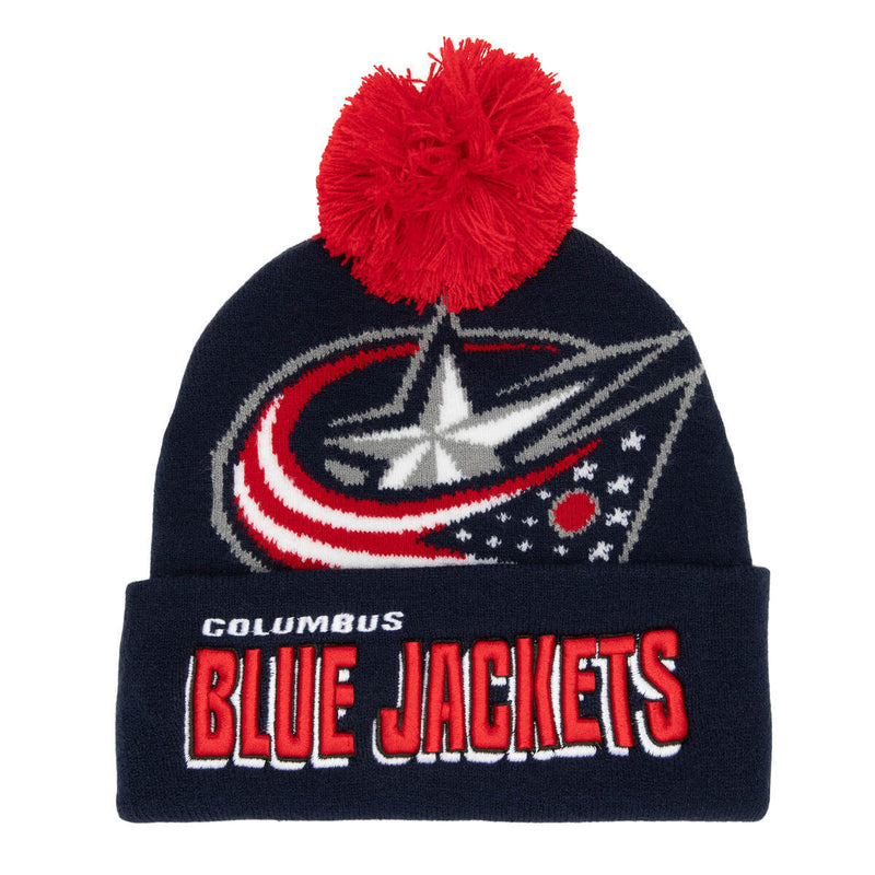NHL PUNCH OUT POM KNIT BLUE JACKETS Navy KTPCDX22016-CBJNAVY - Image 1 NHL PUNCH OUT POM KNIT BLUE JACKETS Navy KTPCDX22016-CBJNAVY - Image 1