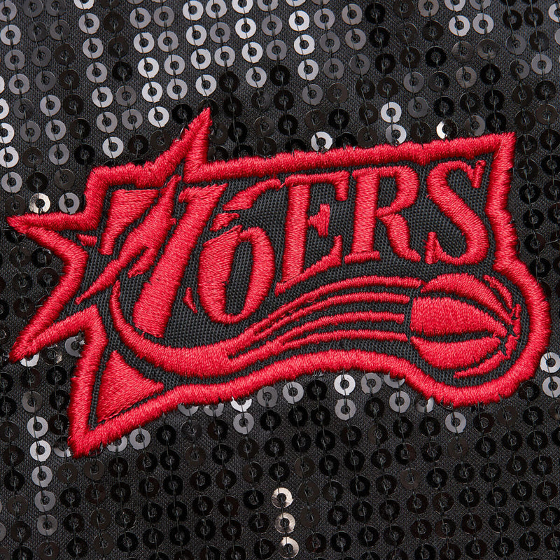 NBA WOMEN'S SEQUIN VARSITY JACKET 76ERS - Black - Image 4 NBA WOMEN'S SEQUIN VARSITY JACKET 76ERS - Black - Image 4