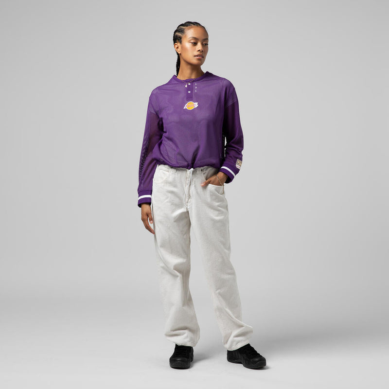 NBA WOMEN'S CROPPED LS MESH HENLEY LAKERS - Purple - Image 6 NBA WOMEN'S CROPPED LS MESH HENLEY LAKERS - Purple - Image 6