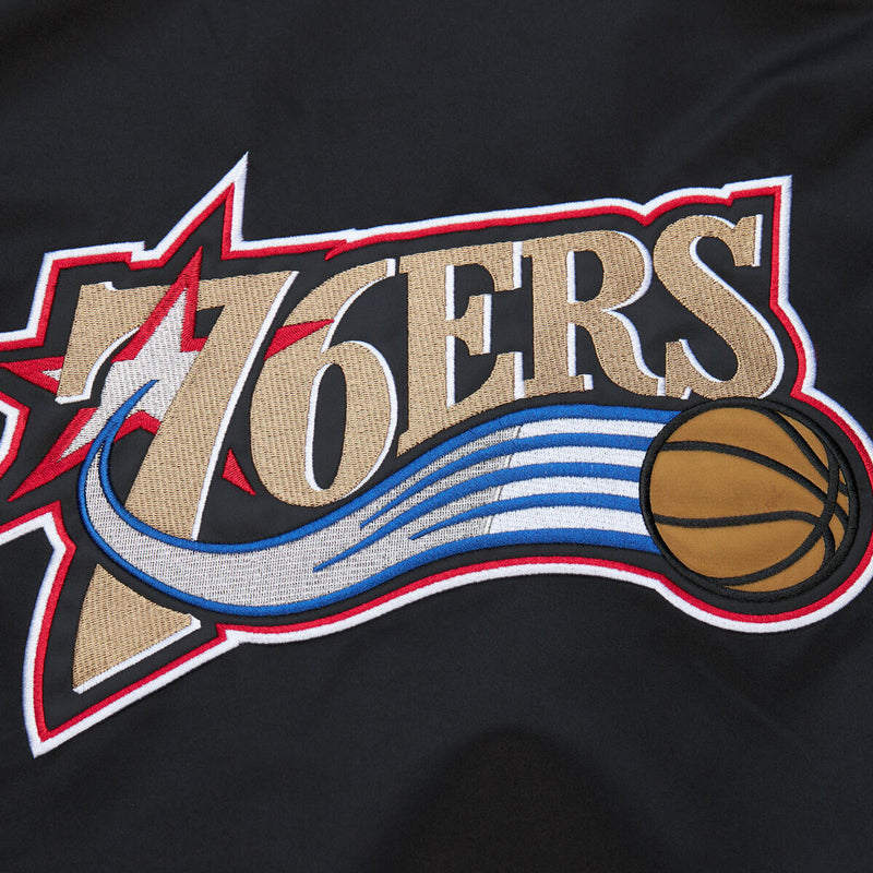 NBA LIGHTWEIGHT SATIN BOMBER VINTAGE LOGO 76ERS Black SJKT6599-P76YYPPPBLCK - Image 4 NBA LIGHTWEIGHT SATIN BOMBER VINTAGE LOGO 76ERS Black SJKT6599-P76YYPPPBLCK - Image 4