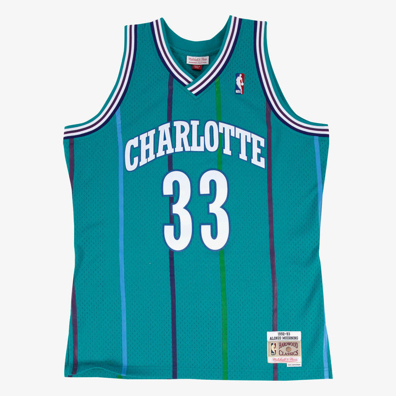 NBA SWINGMAN ROAD JERSEY HORNETS 1992 ALONZO MOURNING - Teal - Image 1 NBA SWINGMAN ROAD JERSEY HORNETS 1992 ALONZO MOURNING - Teal - Image 1
