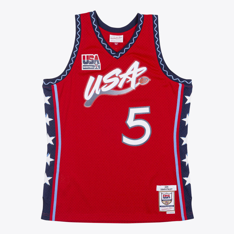 NBA SWINGMAN JERSEY USA 1996 DAWN STALEY University Red SMJYLG19093-USASCAR96DSY - Image 1 NBA SWINGMAN JERSEY USA 1996 DAWN STALEY University Red SMJYLG19093-USASCAR96DSY - Image 1