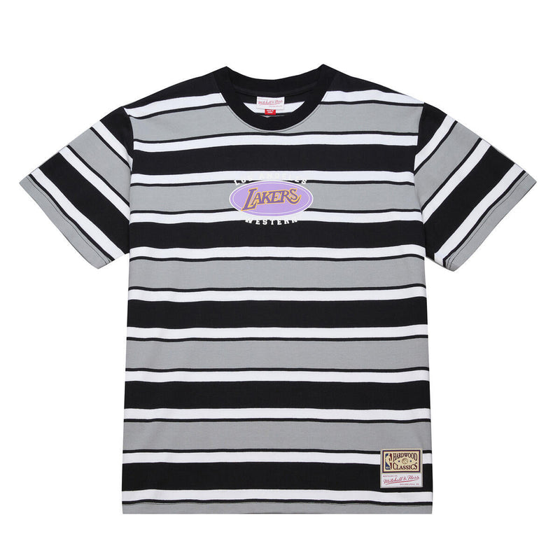 NBA STRIPED SS SHIRT LAKERS Black SS10114-LALBLCK - Image 1 NBA STRIPED SS SHIRT LAKERS Black SS10114-LALBLCK - Image 1