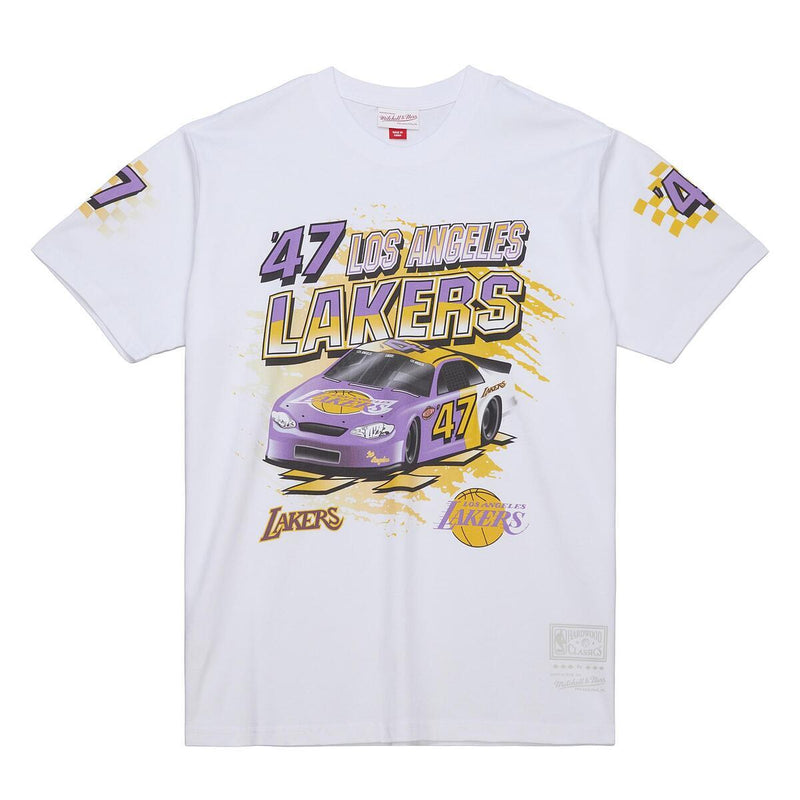 NBA SPEEDWAY INDY CAR SS TEE LAKERS White SS8174-LALWHIT - Image 1 NBA SPEEDWAY INDY CAR SS TEE LAKERS White SS8174-LALWHIT - Image 1