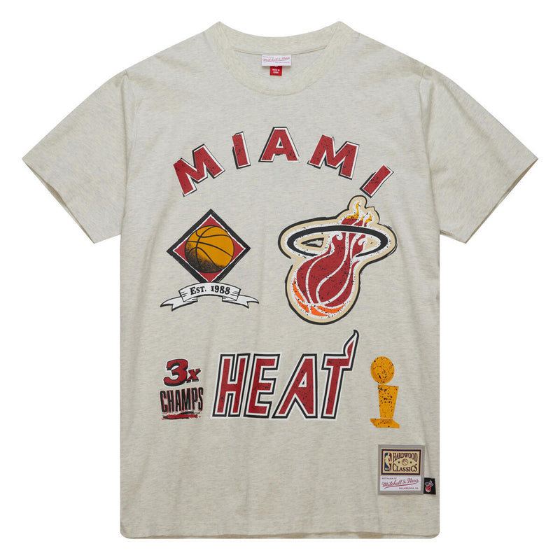 NBA LEGACY DEFINED SS TEE HWC HEAT Oatmeal Heather SS8412-MHEOTHT - Image 1 NBA LEGACY DEFINED SS TEE HWC HEAT Oatmeal Heather SS8412-MHEOTHT - Image 1