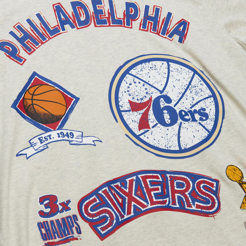 NBA LEGACY DEFINED SS TEE HWC 76ERS Oatmeal Heather SS8412-P76OTHT - Image 2 NBA LEGACY DEFINED SS TEE HWC 76ERS Oatmeal Heather SS8412-P76OTHT - Image 2