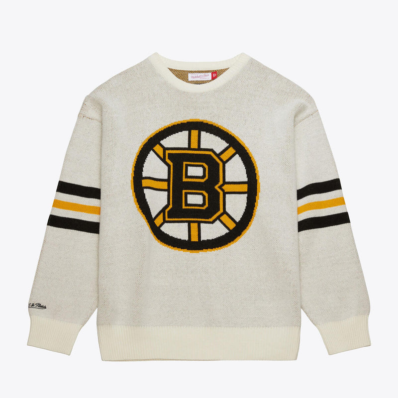 NHL RETRO HELMET SWEATER CURRENT LOGO BRUINS Cream SW8081-BBNCREA - Image 1 NHL RETRO HELMET SWEATER CURRENT LOGO BRUINS Cream SW8081-BBNCREA - Image 1