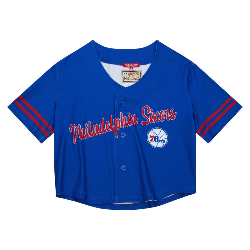 NBA WOMEN'S SS BUTTON CROP 76ERS - Blue - Image 1 NBA WOMEN'S SS BUTTON CROP 76ERS - Blue - Image 1