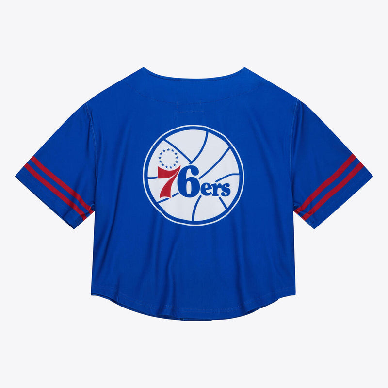 NBA WOMEN'S SS BUTTON CROP 76ERS - Blue - Image 4 NBA WOMEN'S SS BUTTON CROP 76ERS - Blue - Image 4