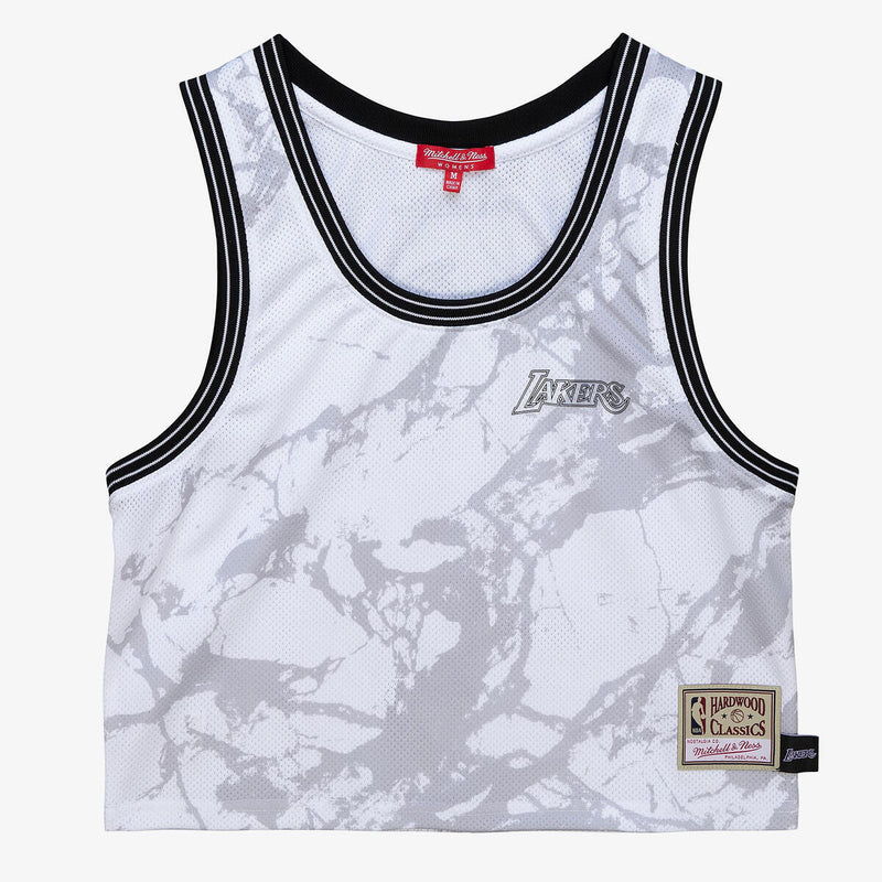 NBA W MARBLE CROP TANK LAKERS - Pattern-White - Image 1 NBA W MARBLE CROP TANK LAKERS - Pattern-White - Image 1