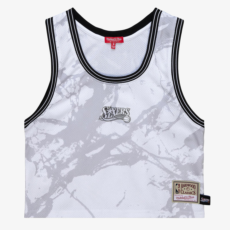 NBA W MARBLE CROP TANK 76ERS - Image 1 NBA W MARBLE CROP TANK 76ERS - Image 1