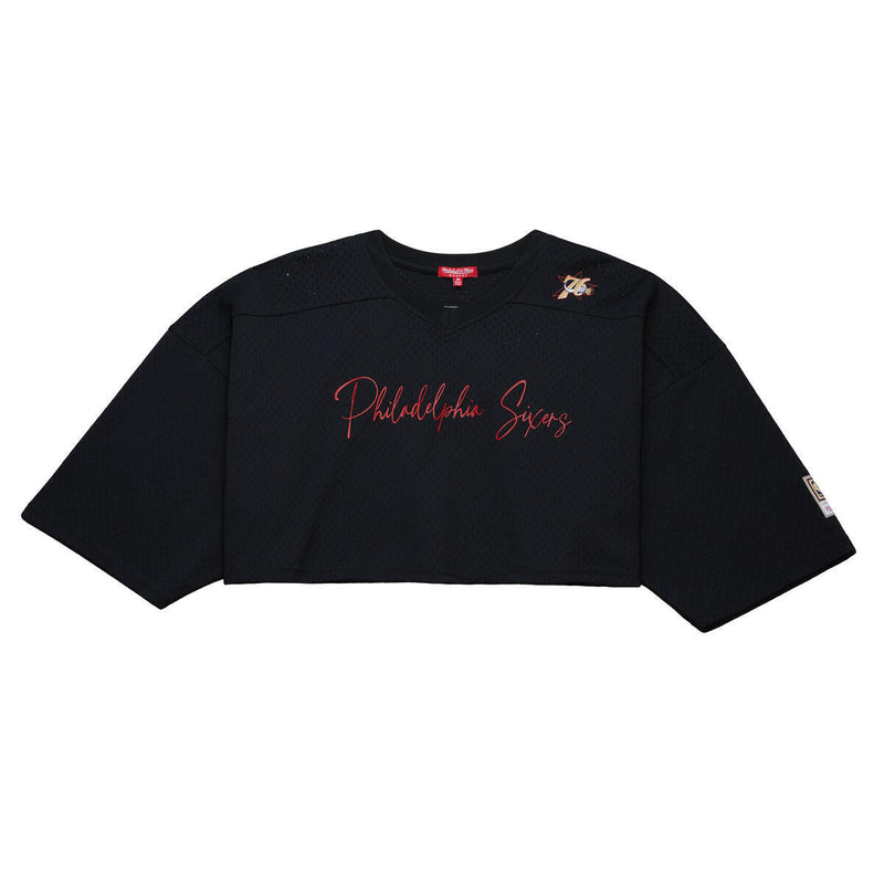 NBA WOMEN'S CROP MESH V-NECK JERSEY 76ERS - Image 1 NBA WOMEN'S CROP MESH V-NECK JERSEY 76ERS - Image 1