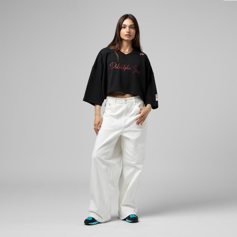 NBA WOMEN'S CROP MESH V-NECK JERSEY 76ERS - Image 7 NBA WOMEN'S CROP MESH V-NECK JERSEY 76ERS - Image 7