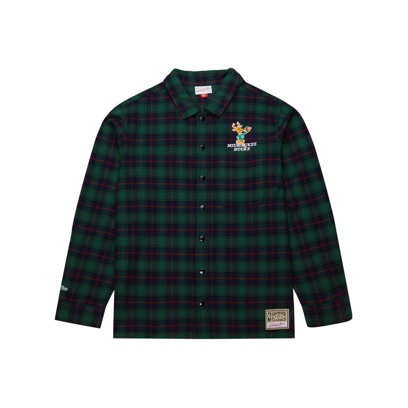 NBA PLAID LS BUTTON UP BUCKS Green TP9078-MBUGREN - Image 1 NBA PLAID LS BUTTON UP BUCKS Green TP9078-MBUGREN - Image 1