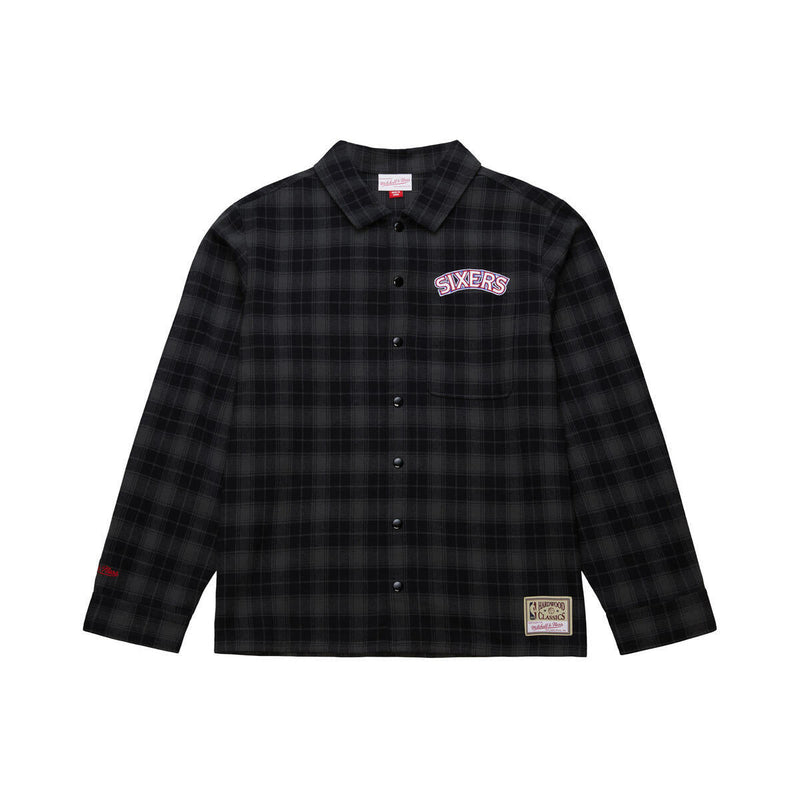 NBA PLAID LS BUTTON UP 76ERS Black TP9078-P76BLCK - Image 6 NBA PLAID LS BUTTON UP 76ERS Black TP9078-P76BLCK - Image 6