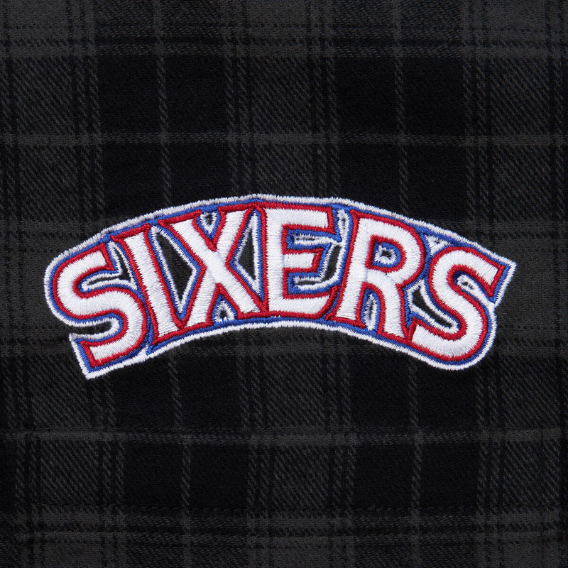 NBA PLAID LS BUTTON UP 76ERS Black TP9078-P76BLCK - Image 5 NBA PLAID LS BUTTON UP 76ERS Black TP9078-P76BLCK - Image 5