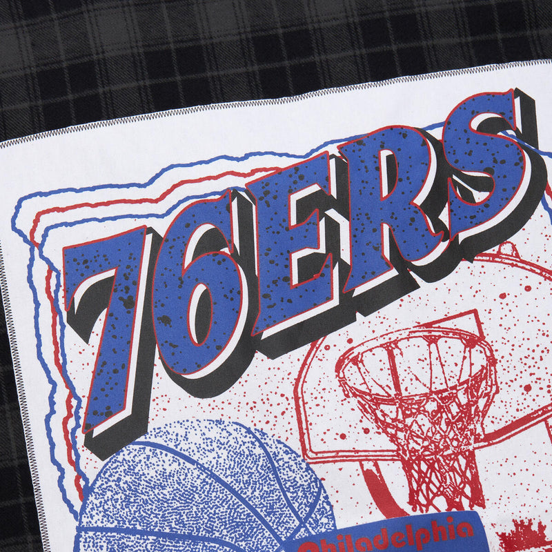 NBA PLAID LS BUTTON UP 76ERS Black TP9078-P76BLCK - Image 2 NBA PLAID LS BUTTON UP 76ERS Black TP9078-P76BLCK - Image 2