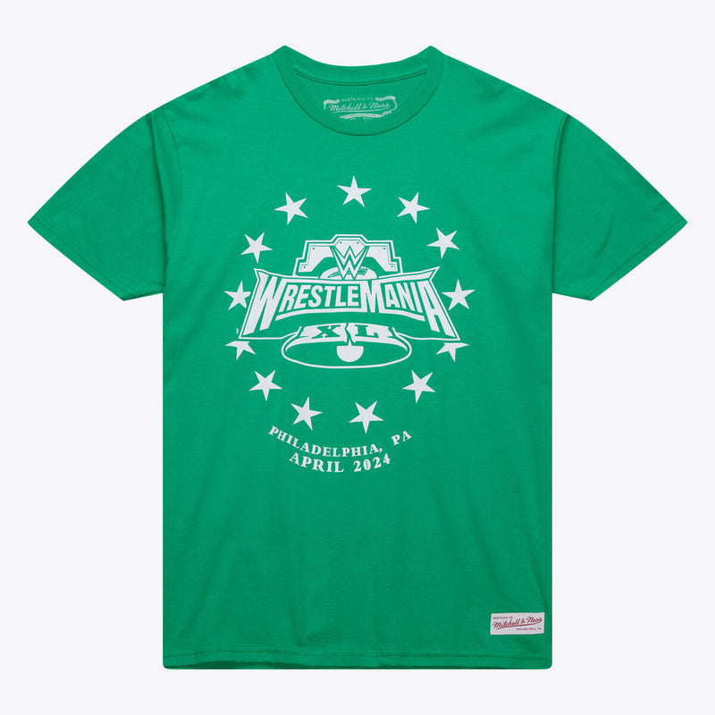 WWE WM40 REVOLUTION TEE WRESTLEMANIA KELLY GREEN TP9972-WRTKYGN - Image 1 WWE WM40 REVOLUTION TEE WRESTLEMANIA KELLY GREEN TP9972-WRTKYGN - Image 1